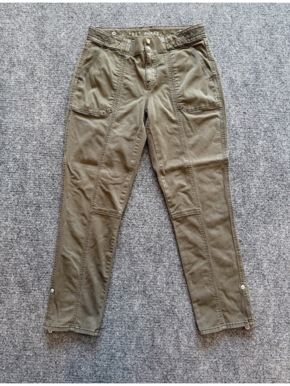 White House Black Market Mid-Rise Pret-A-Pedi Straight Crop Pants 2 Khaki Green